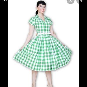 Bernie Dexter green gingham Kelly XS